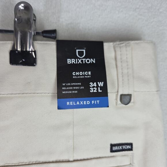 Brixton White Beige Pants Mens 34x32 Relaxed NWT Business Casual Men Workwear - Picture 10 of 16